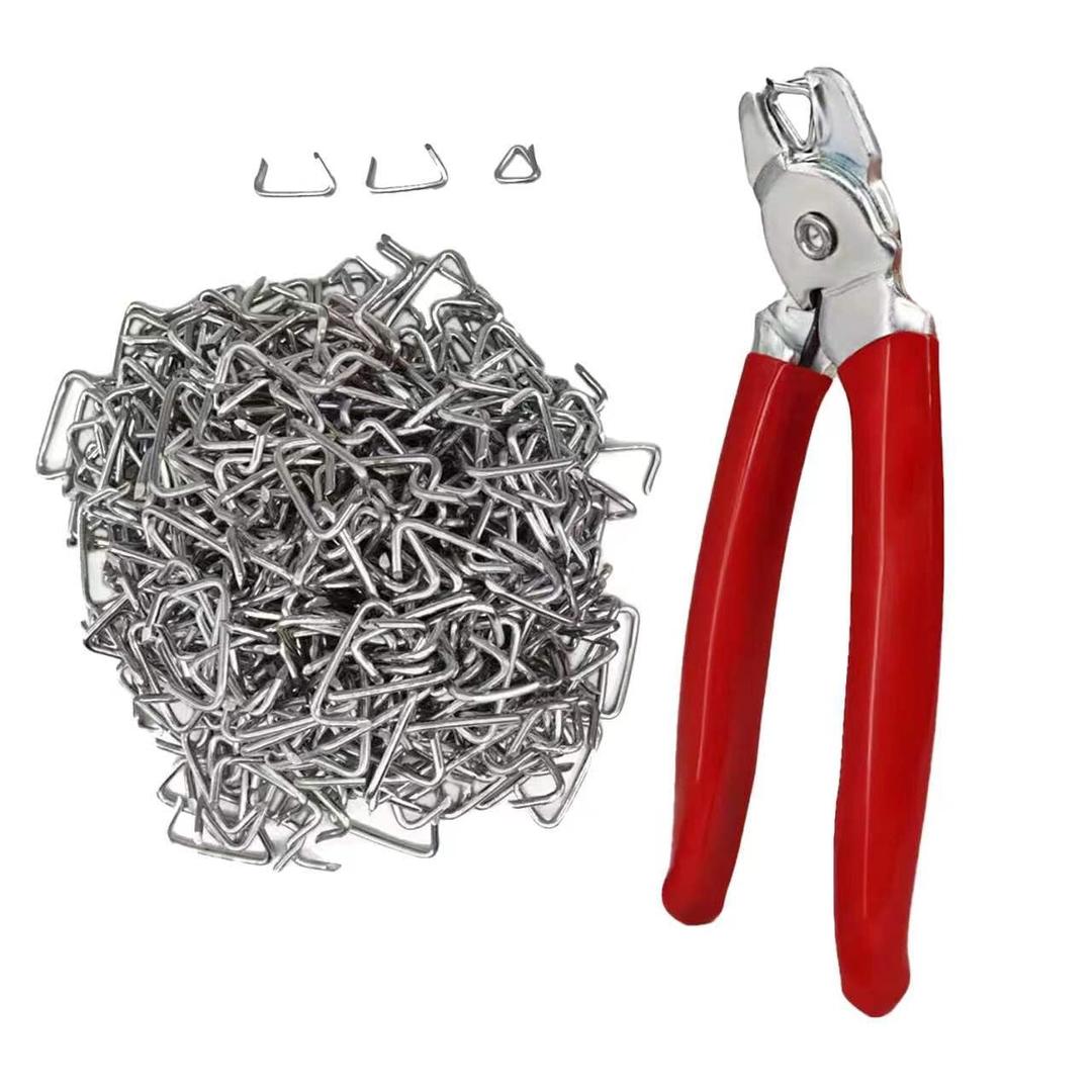 Hog Ring Pliers Angled & 500 Galvanized Hog Rings, Professional Upholstery Installation Kit