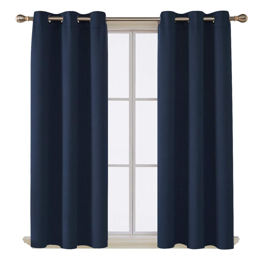 Deconovo Room Darkening Thermal Insulated Blackout Grommet Window Curtain Panel for Living Room, Navy Blue, 42x63 Inch, 1 Panel