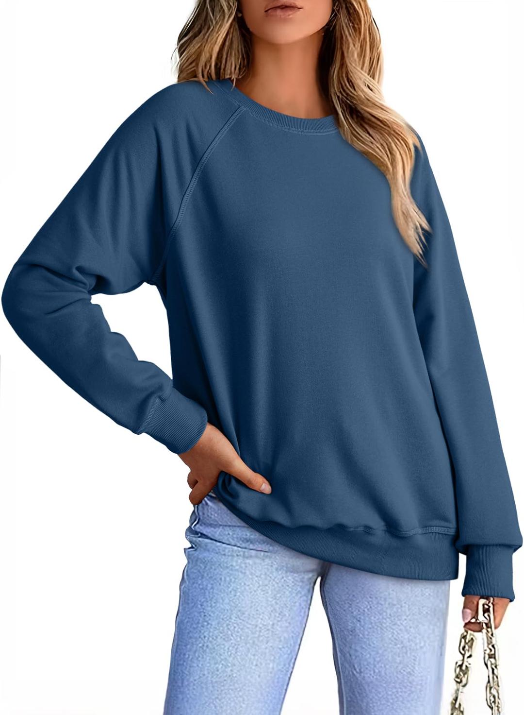 Dokotoo Womens Sweatshirt 2024 Crewneck Long Sleeve Casual Loose Pullover Sweatshirts Tops Shirts