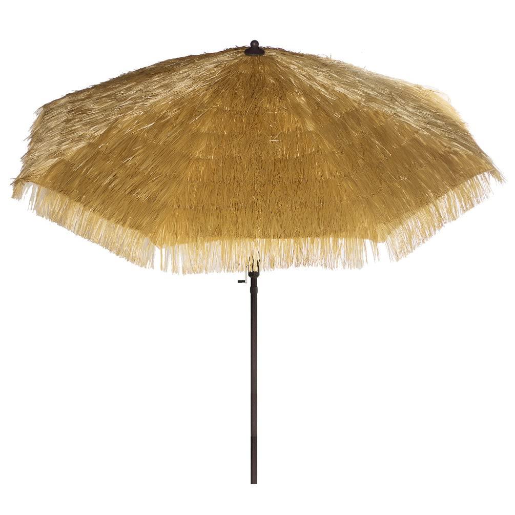 Bayside21Hula Thatched Tiki Umbrella Tropical Palapa Raffia Tiki Hut Hawaiian Patio Umbrella with Fringe Boho Parasol 6' 8' & 9' Options