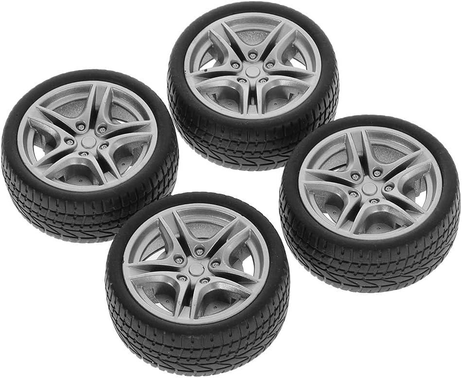 4Pcs Black Tires,48mm Simulation Rubber Wheel,Tire and Wheel Sets DIY,Tire Wheel Model,RC Spare Parts Easy Installation Small in Size,Remote and App Controlled Vehicles and Parts,Wheels and Tires