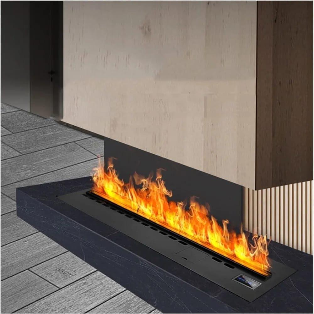 nooshi fireplace 120cm- 1 colour Electric 3D Simulation Flame Ultra-thin Metal Panel Embedded Home Decoration Steam with Remote Control and Touch Screen