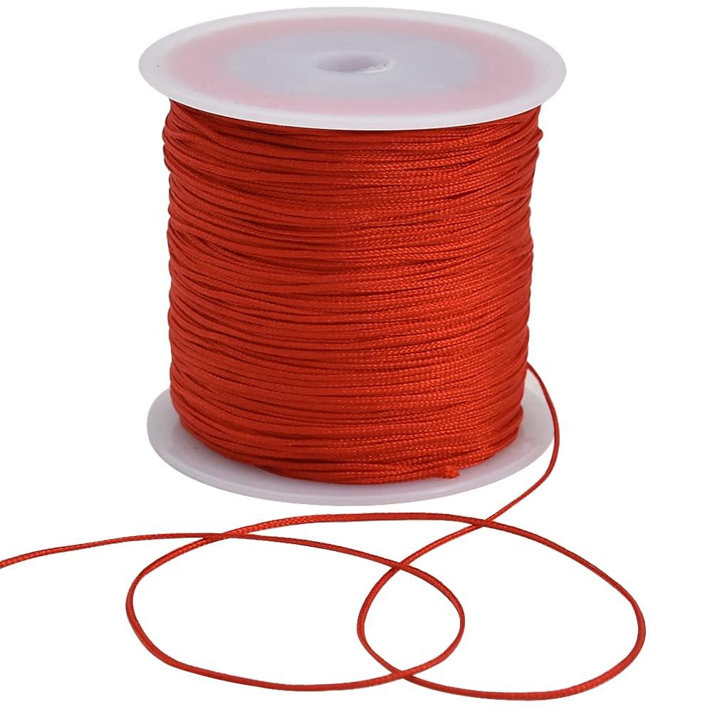 TONIFUL 1mm x 100 Yards Red Nylon Cord Satin String for Bracelet Jewelry Making Rattail Macrame Trim Cord Necklace Bulk Beading Thread Kumihimo Chinese Knot Craft