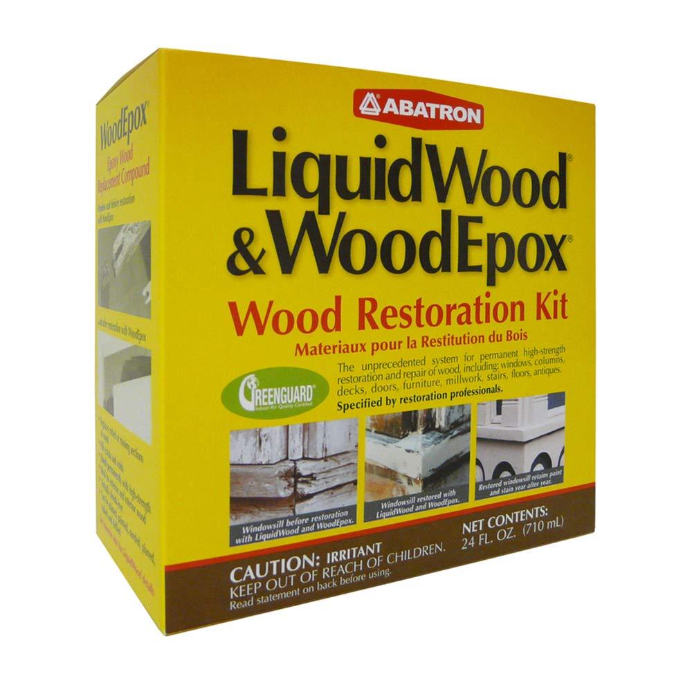 AbatronWood Restoration Kit - 24 Ounce - Includes LiquidWood Epoxy Resin Wood Hardener and WoodEpox Wood FIller