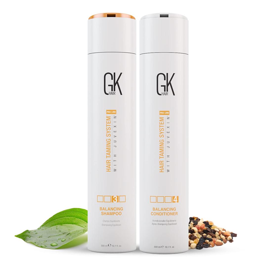 GK HAIRGlobal Keratin Balancing Shampoo and Conditioner Sets (10.1 Fl Oz/300ml) For Oily & Color Treated Hair Deep Cleansing Ideal for Over-Processed and Environmentally Stressed Hair