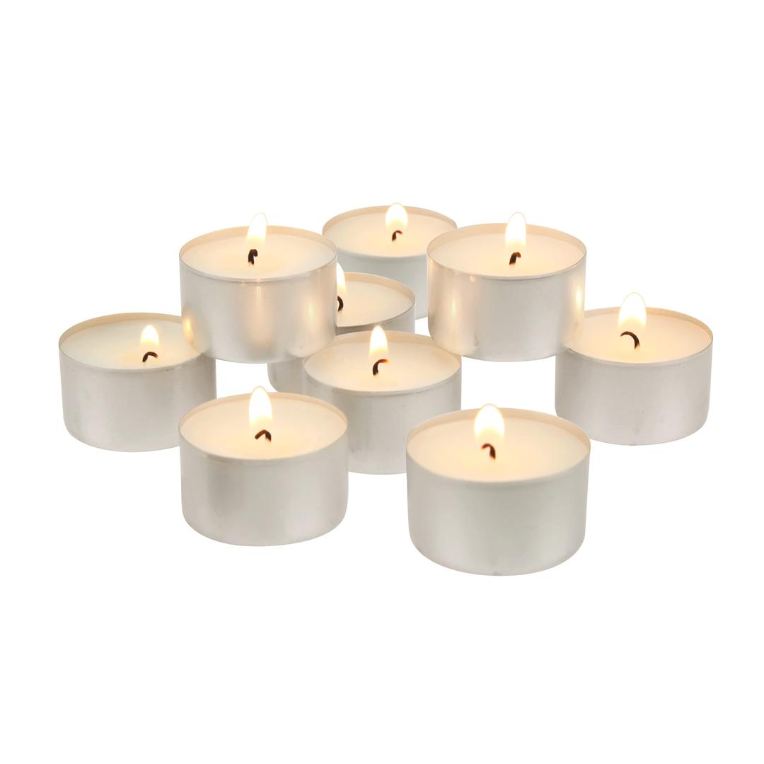 Stonebriar 50 Count White Unscented Smokeless Long Burning Tea Light Candles with 6-7 Hour Burn Time