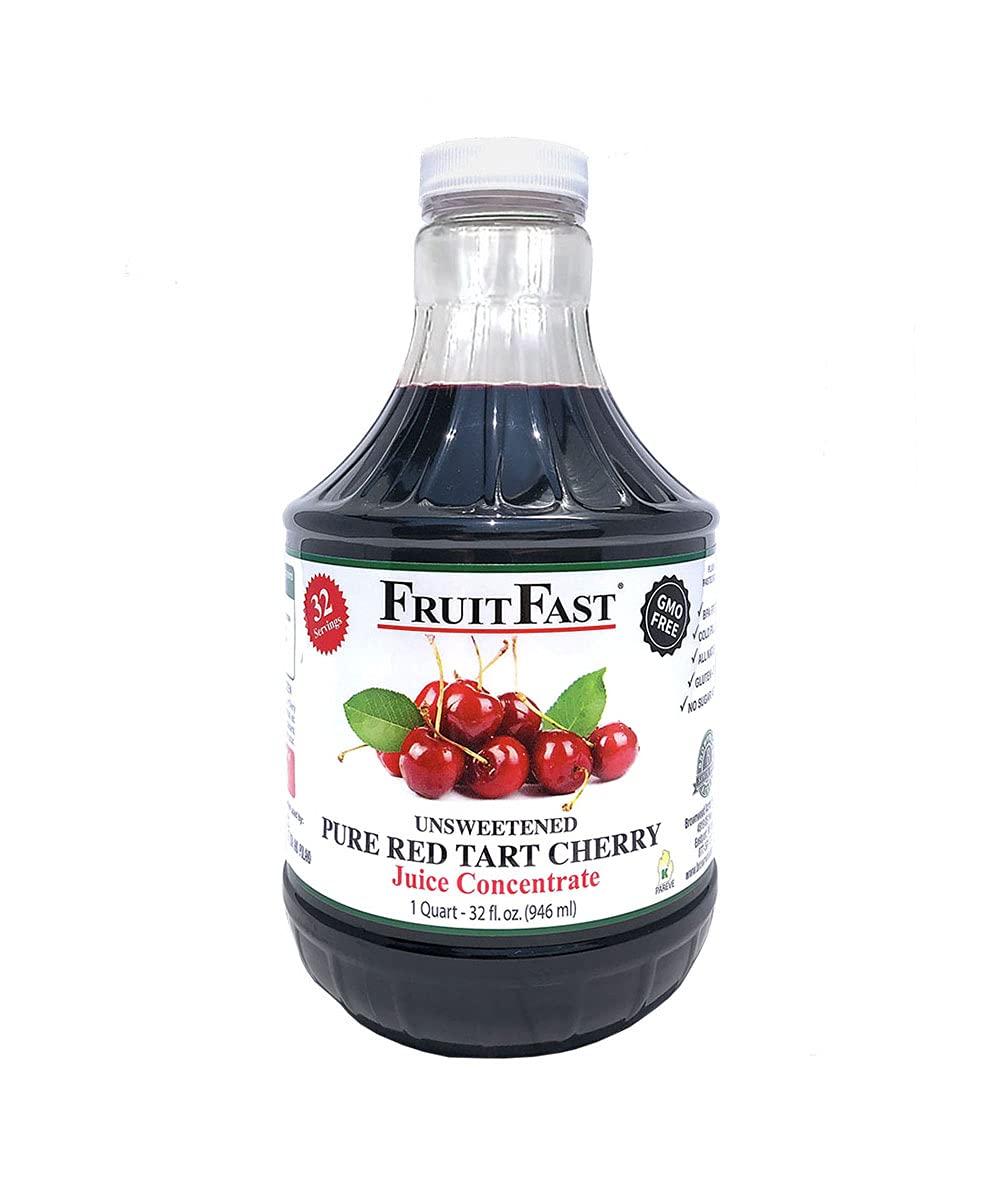 Red Tart Cherry Juice Concentrate by FruitFast - (32 FL OZ) Unsweetened, 68 Brix Pure Concentrated Cherry Juice - 100% Dark Cherry Extract - No Additives or Fillers!