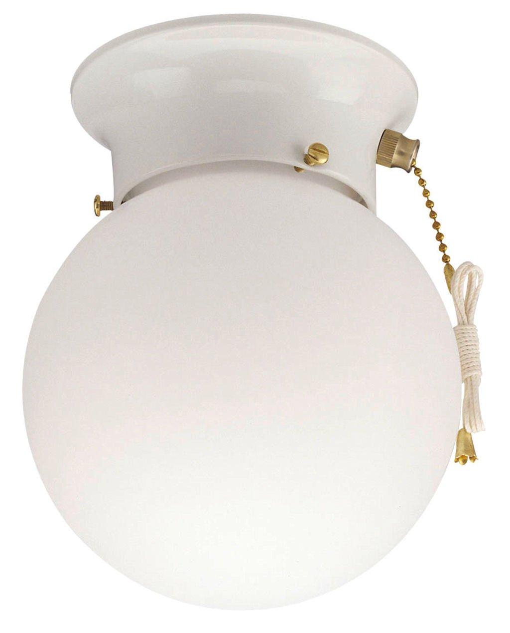 Westinghouse 66680 One-Light Flush-Mount, 1 Count (Pack of 1), White with Pull Chain