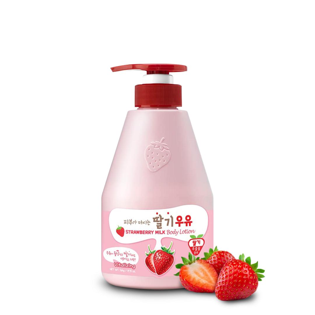 WELCOSKWAILNARA Strawberry Milk Body Lotion – Deeply Hydrating & Lightweight Korean Body Lotion 560 g / 19.75 Fl. Oz