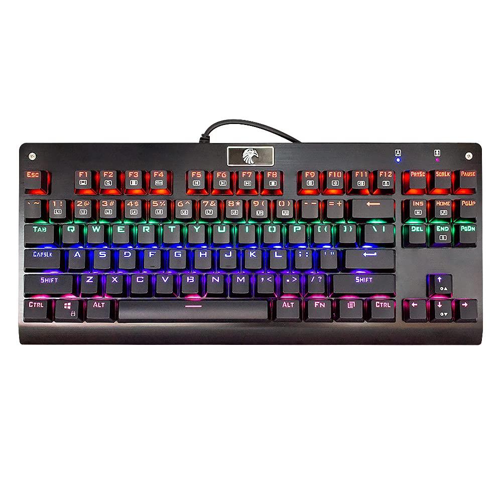 E-yooso Z-77 87-Key Mechanical Keyboard with Tactile Red Switches,Tenkeyless Keybord for Professional Gaming and Office (Black)