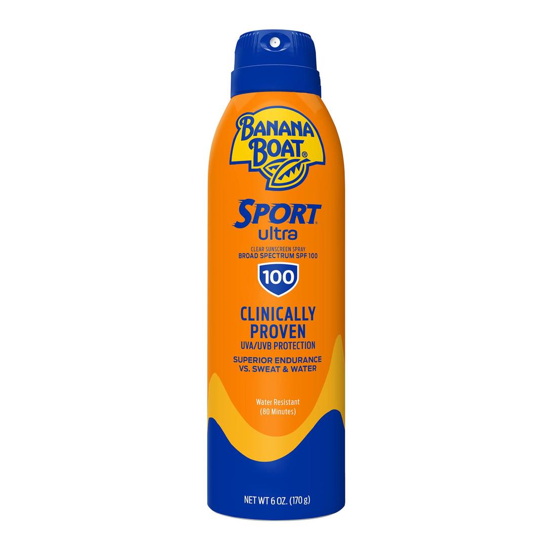 Banana Boat Sport Ultra SPF 100 Sunscreen Spray, 6oz | Sport Sunscreen Spray SPF 100, Banana Boat Sunscreen SPF 100 Spray, High SPF Sunscreen, Water Resistant Sunscreen, 6oz