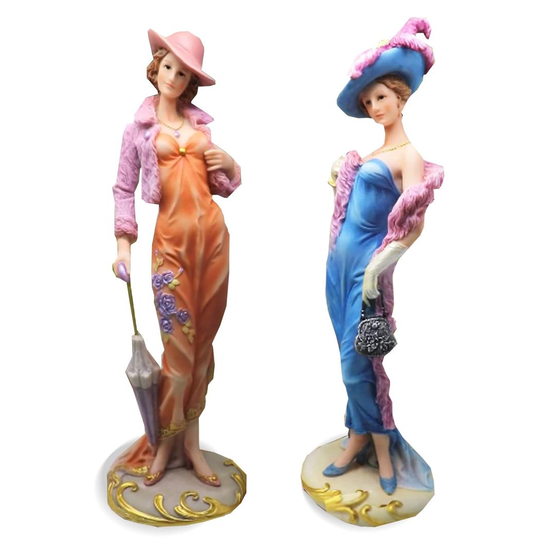 Koncenttop S/2 Women Collectible Figurines, Sister Figurines Statues Home Living Decor, Table Decor, Book Decor, Hand Painted Sculpture for Home Décor