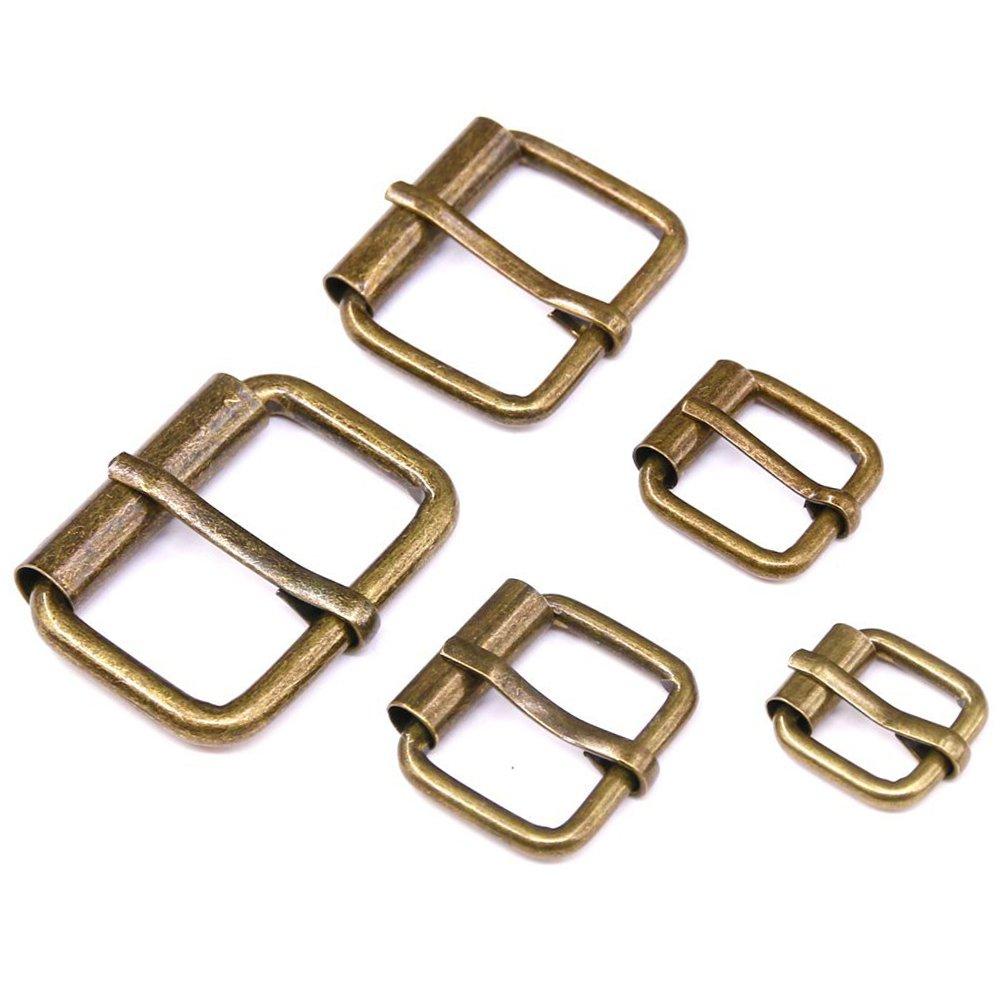 Swpeet 50Pcs 5 Sizes 1/2" 3/4" 1" 5/4" 5/8" Multi-purpose Metal Roller Buckle Ring Assortment Kit for Hardware Belt Bags Ring