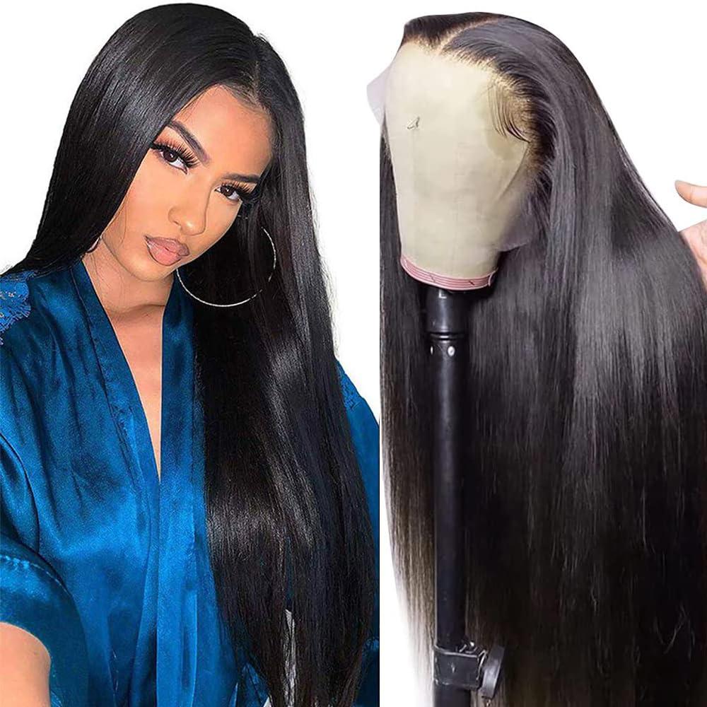 Lace Front Wigs Human Hair 180% Density 10A Brazilian 13x4 HD Straight Lace Front Wigs Human Hair Pre Plucked with Baby Hair Natural Hairline Frontal wig Glueless(16inch)