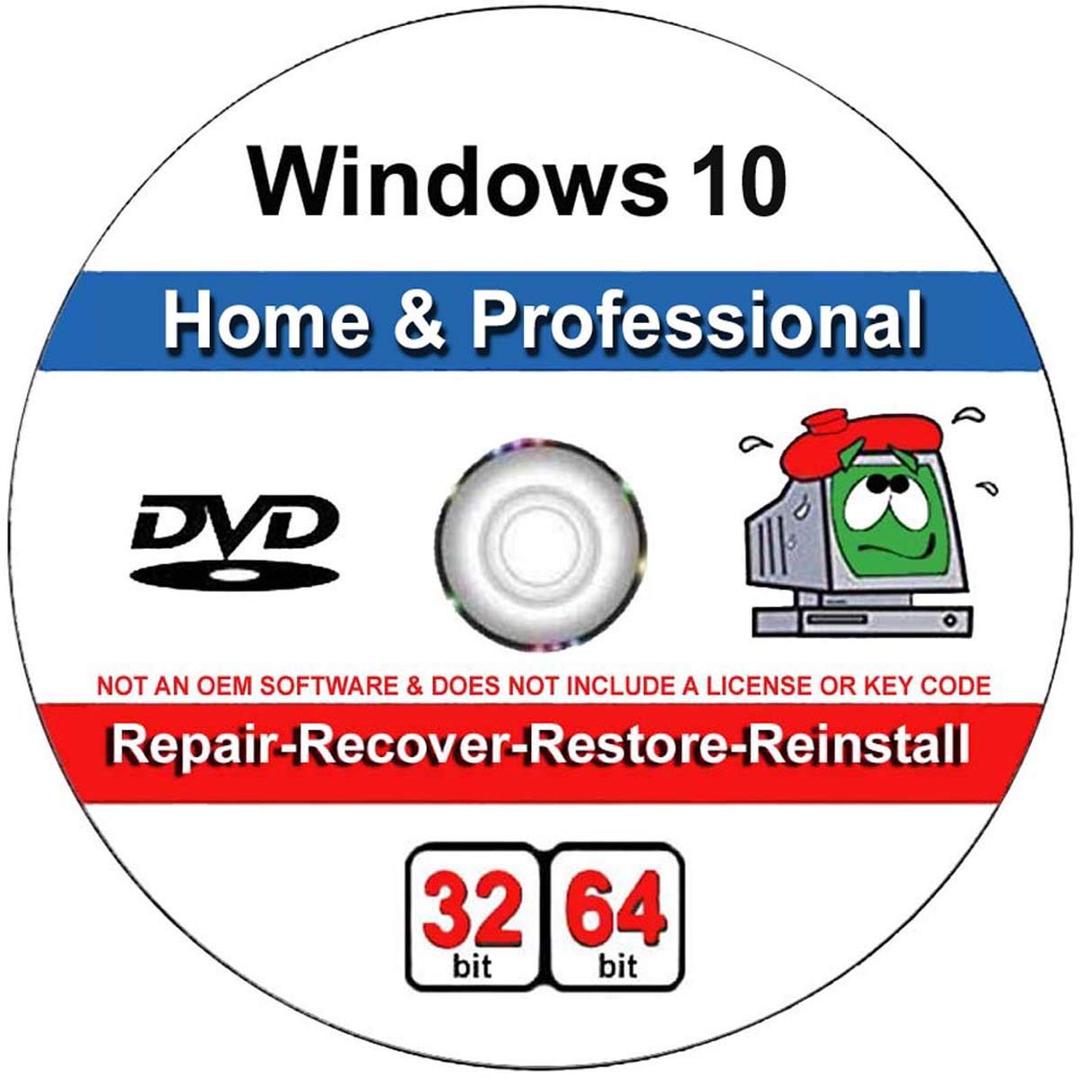 Compatible with Windows 10 Home and Professional 32/64 Bit Repair, Install, Recover & Restore DVD