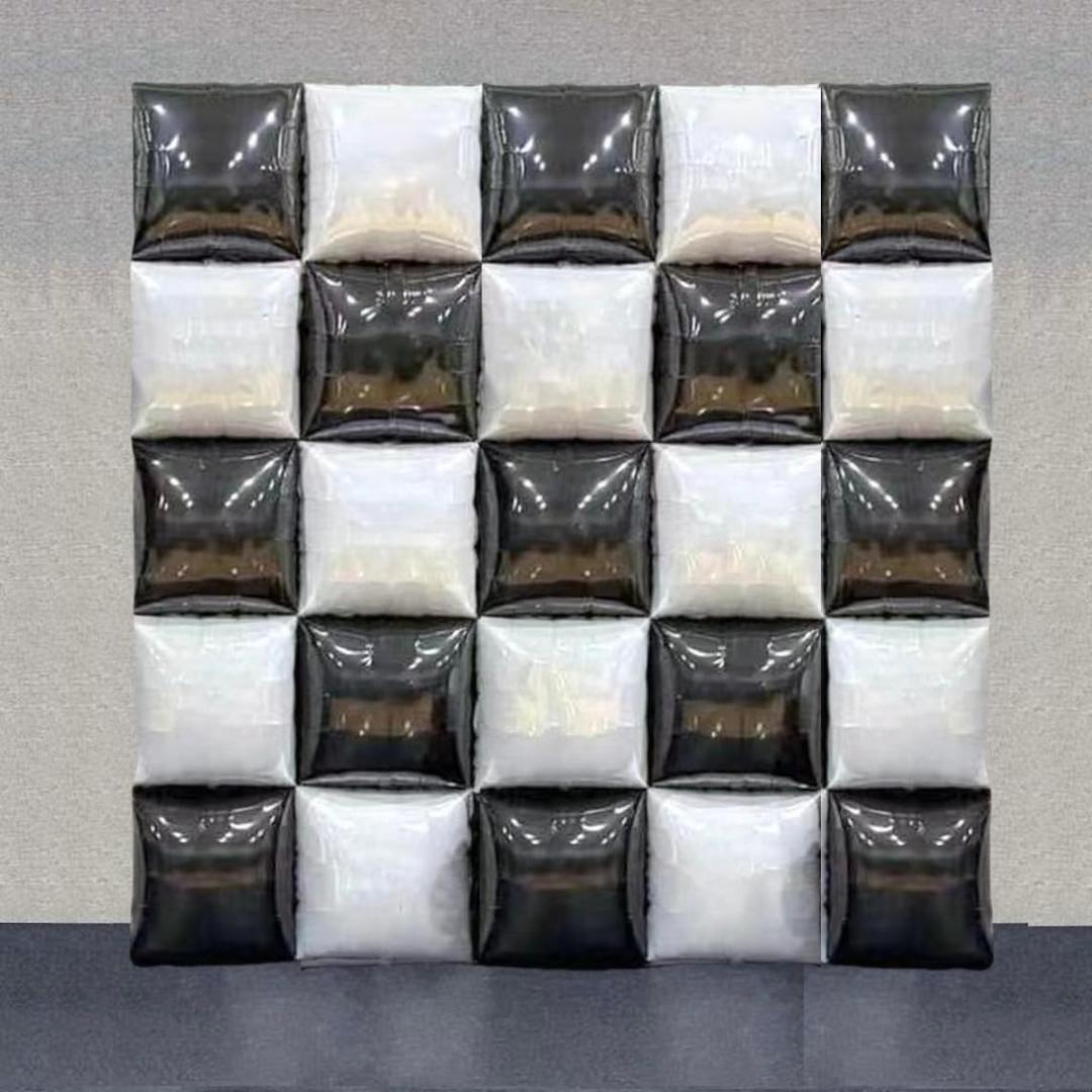 Black and White Checkered Mylar Square Foil Balloon Wall Tunnel Arch Metallic Double sided Flat Balloon Garland Kit Checkerboard Racing Themed Celebration Party Supply Backdrop Decorations