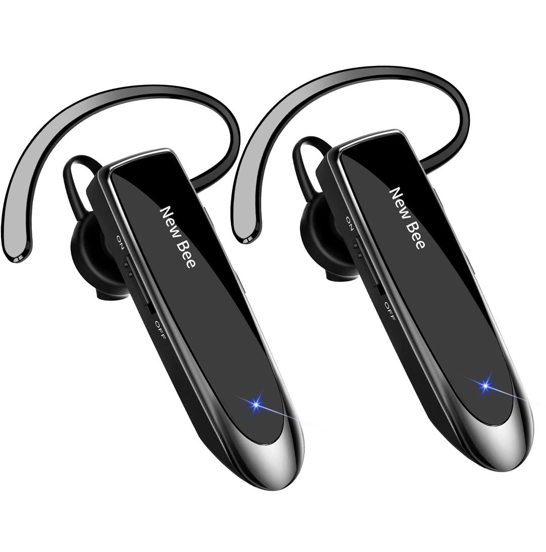 [2 Pack] Bluetooth Earpiece Wireless Handsfree Headset V5.0 24 Hrs Driving Headset with Mic 60 Days Standby Bluetooth Headset for iPhone Android Samsung Driver