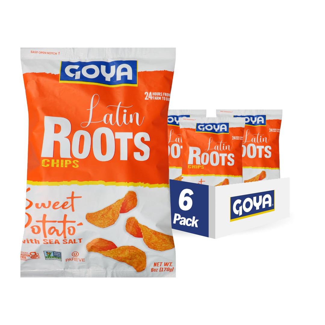 GoyaFoods Latin Roots Chips, Sweet Potato with Sea Salt, Kosher, Gluten Free & Non-GMO, 6 Ounce (Pack of 6)