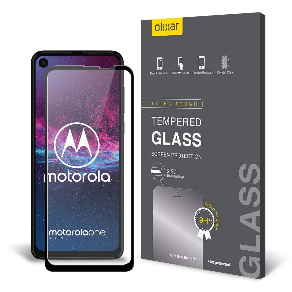 Olixar for Motorola One Action Screen Protector Screen Protector Tempered Glass - Shock Proof, Anti-Scratch, Anti-Shatter, Bubble Free, Clear HD Clarity Full Coverage Case Friendly - Easy Application