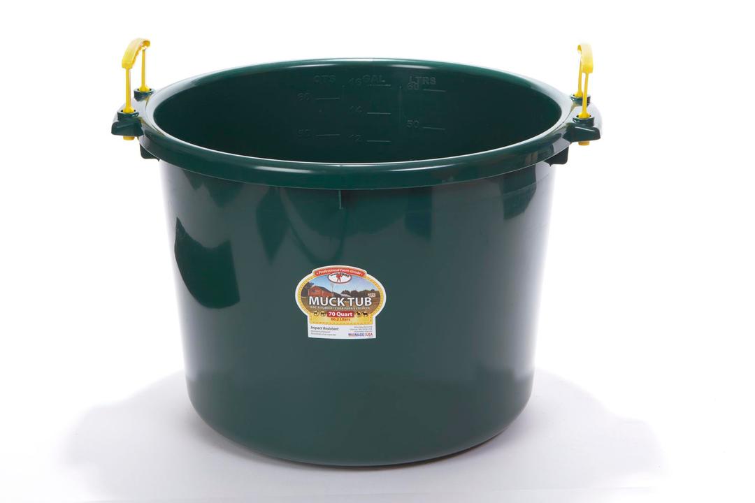 Little Giant® Plastic Muck Tub | Durable & Versatile Utility Bucket with Handles | Muck Bucket | Durable Handles | 70 Quart | Green