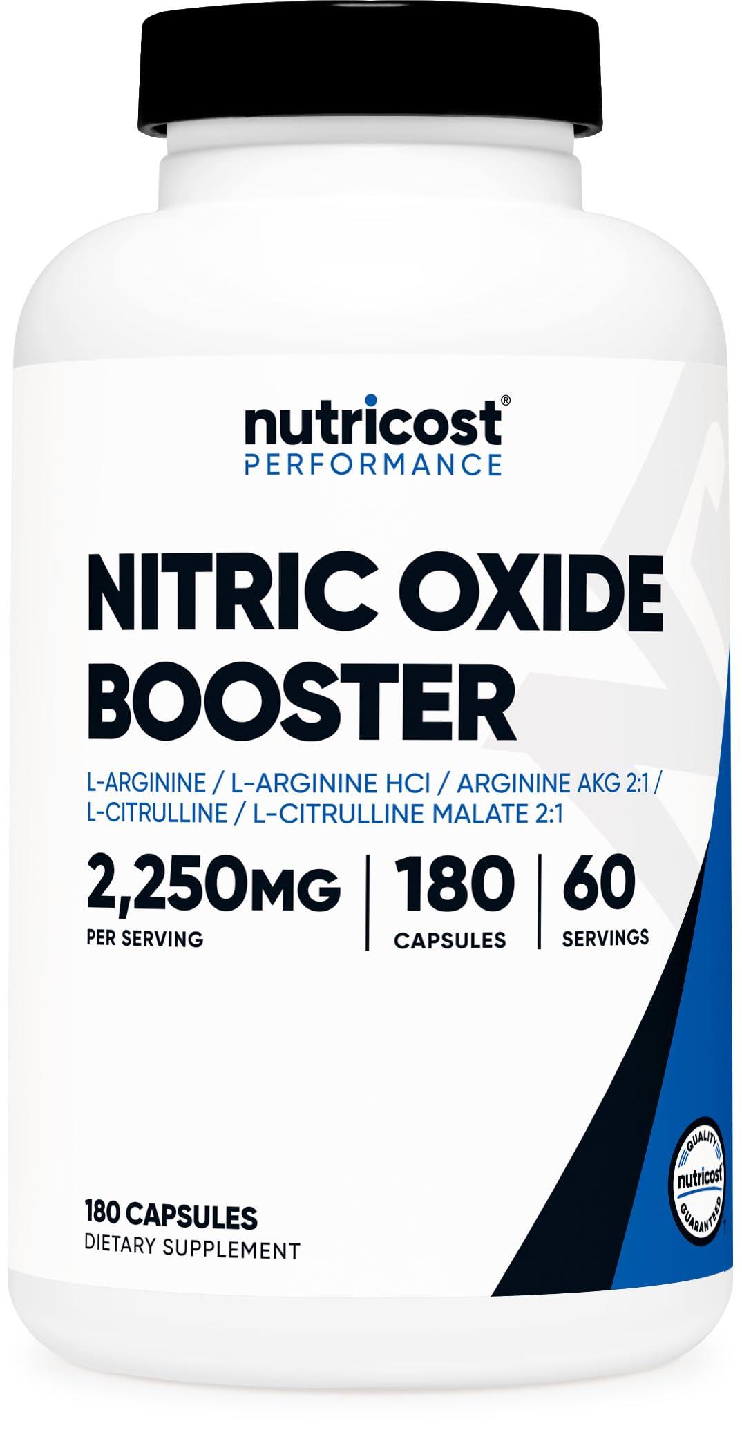 Nutricost Nitric Oxide Booster 2250mg, 180 Capsules - 750mg Per Casule, 60 Servings - Gluten Free and Non-GMO