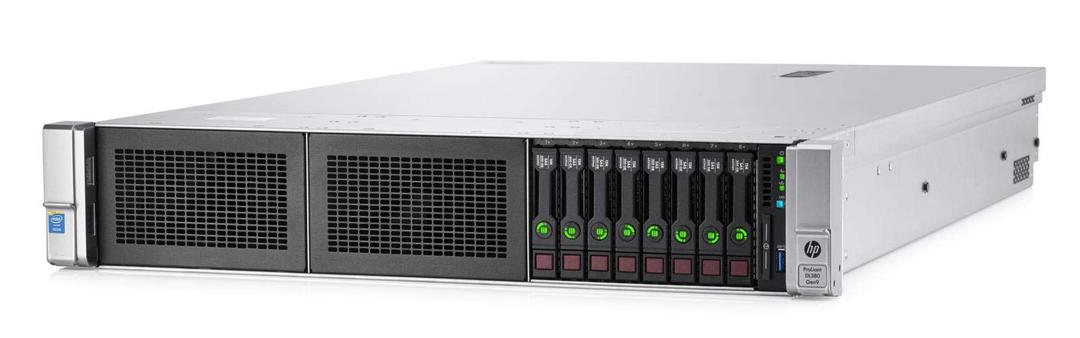 HPE ProLiant DL380 Gen9 2U RackMount 64-bit Server + 2×8-Core E5-2640v3 Xeon 2.6GHz CPUs + 64GB PC4-2133P RAM + 8×600GB 10K SAS SFF HDD, P440ar RAID, 4×GigaBit NIC, 2×Power Supplies, NO OS (Renewed)