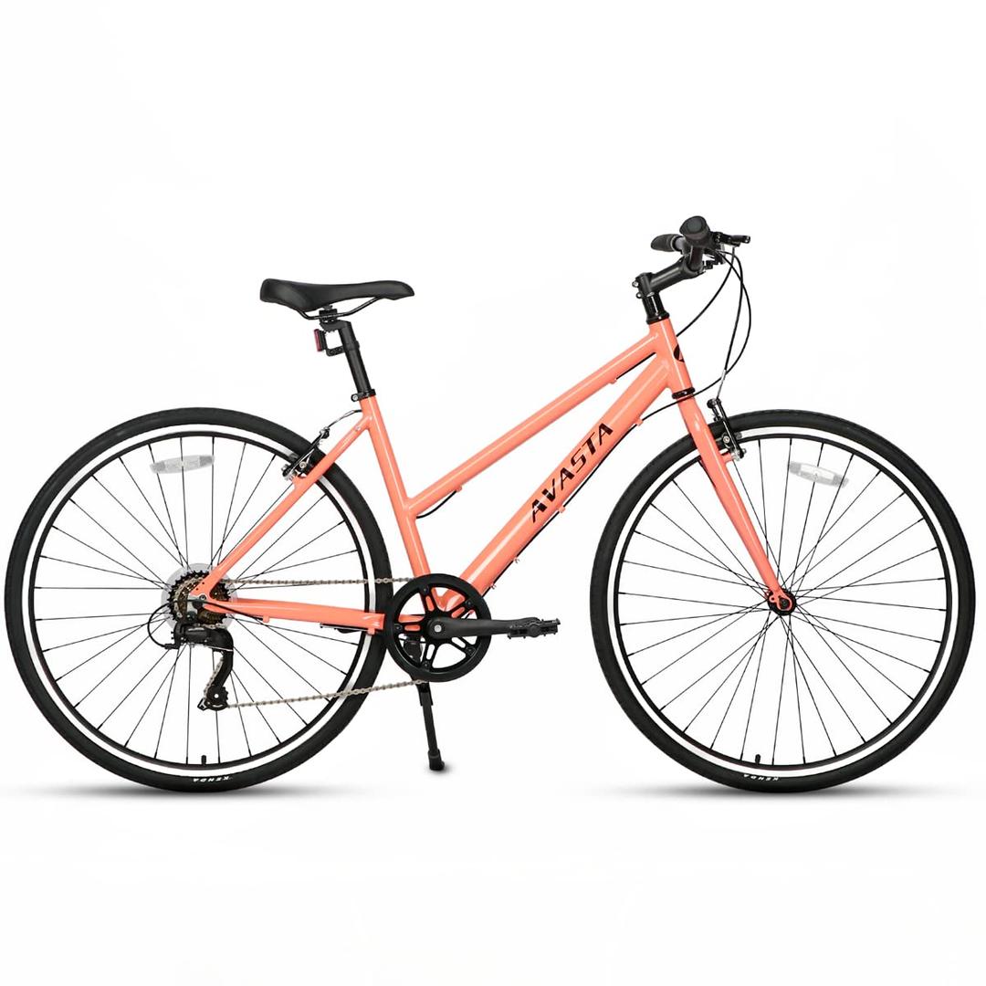 AVASTA Populus Road Hybrid Bike for Women with Kickstand, Lightweight Step Through 700c Aluminum Alloy Frame, 7-Speed Drivetrain, Multiple Colors