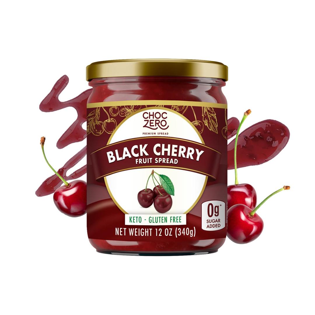 ChocZero Keto Black Cherry Jam - No Sugar Added, Low Carb, Keto Friendly, High in Fiber, Gluten Free, Naturally Sweetened with Monk Fruit (1 jar, 12 oz)