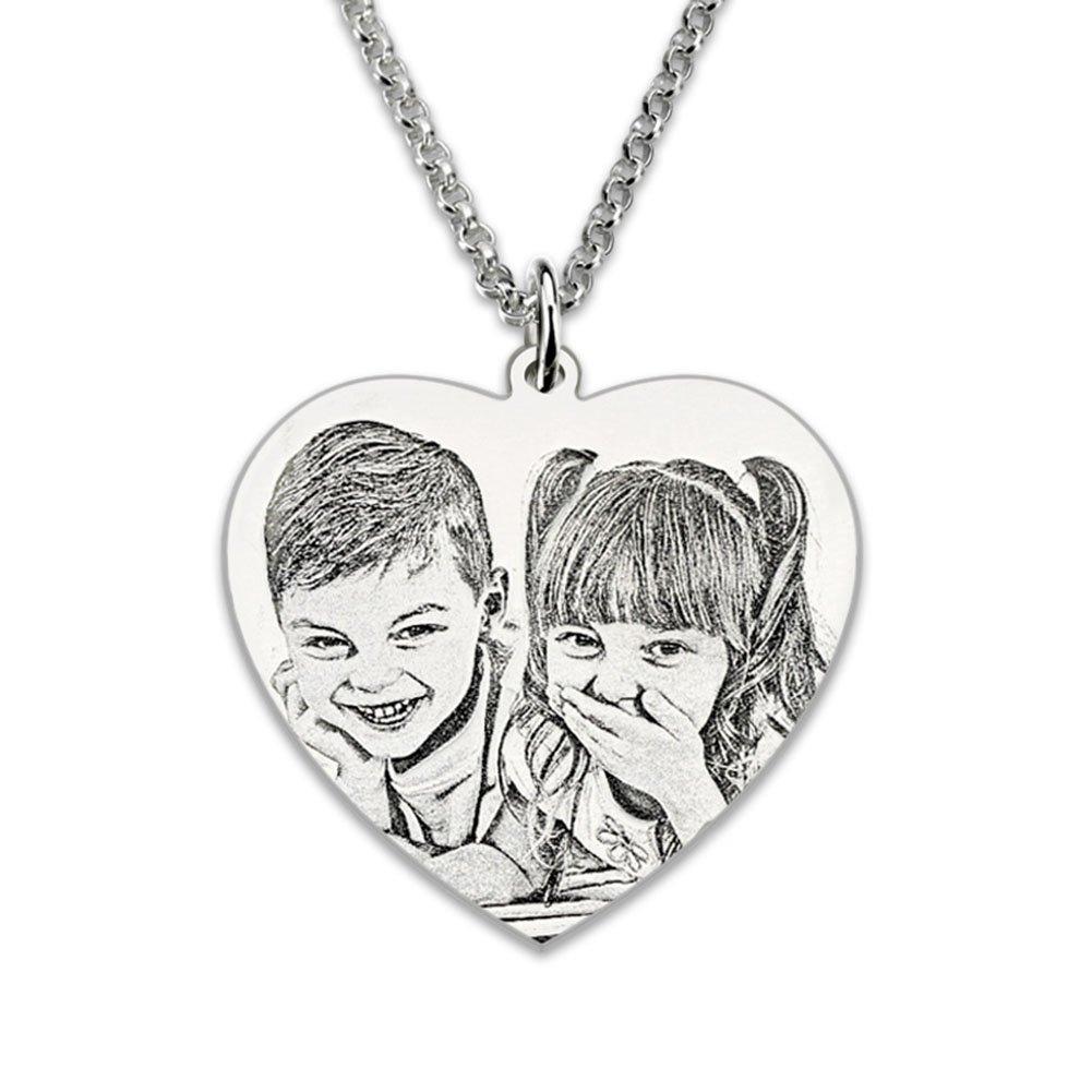 MissNity Sterling Silver Photo Engraved Necklace Personalized Image Women Men Handmade Ideal Gifts Free Engraving