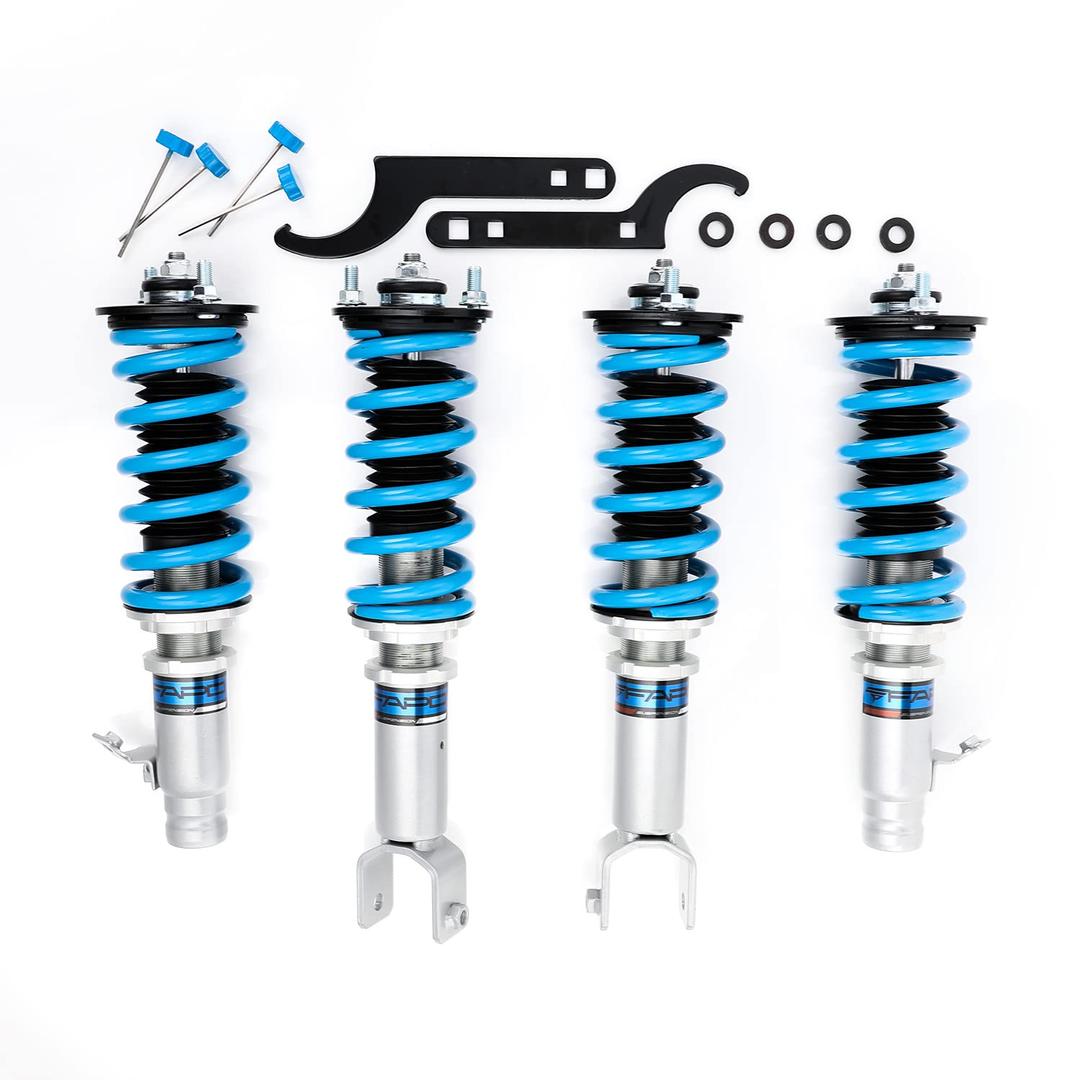 FAPO Coilover Adjustable Height Suspension, Mono-Tube, 16 Level Adjustable Damper Compatible with Honda Civic 1992-2000 with Honda DelSol 1993-1997 with Acura Integra 1994-2001