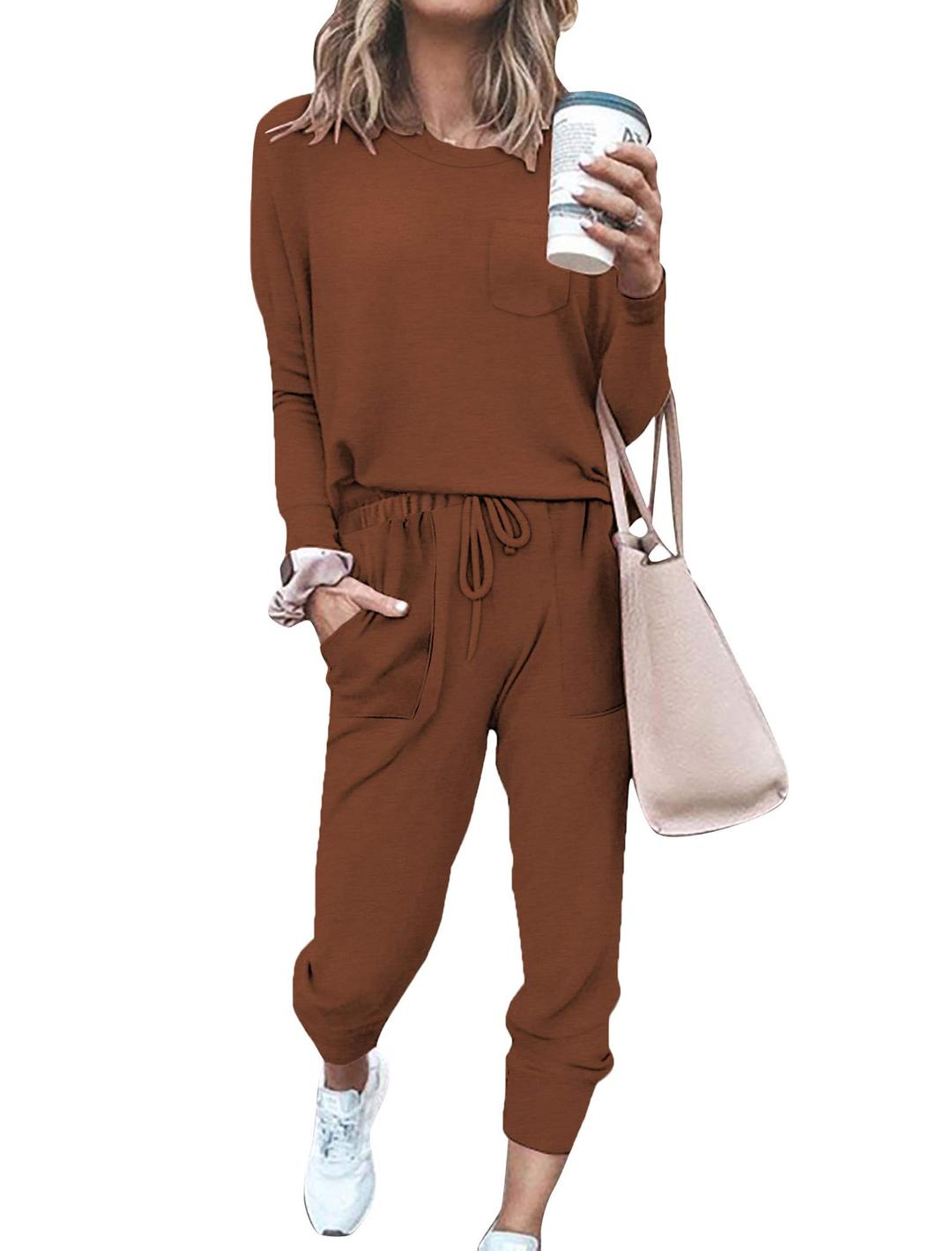 Bofell Lounge Sets for Women Two Piece Travel Outfits Sweatsuits 2 Piece Fashion 2024 Trendy Pajamas