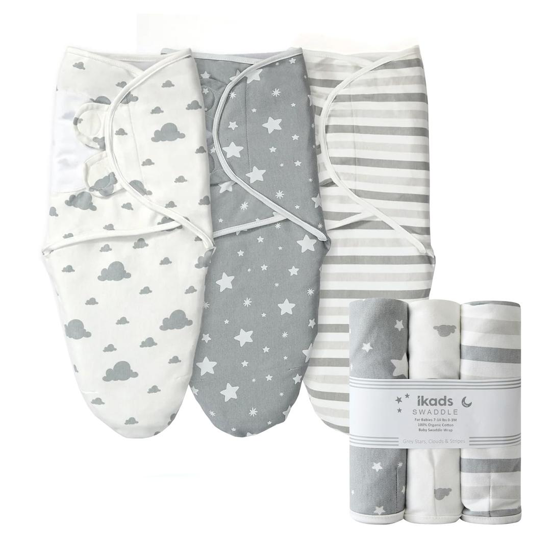 Imperial Rooms Grey Swaddle Blanket 0-3 Months 100% Breathable Organic Cotton Swaddles for Newborn – Pack of 3 Baby Swaddle for Boy and Girl Baby Wrap