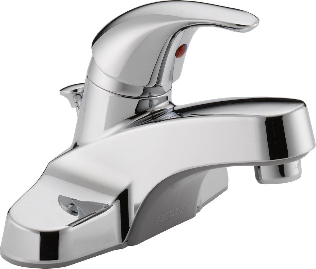 Peerless Centerset Bathroom Faucet Chrome, Bathroom Sink Faucet, Single Handle, Drain Assembly, Chrome P136LF, 1.0 GPM Water Flow