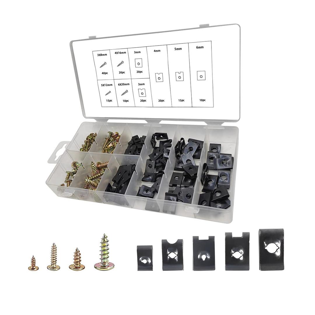 Moly Magnolia 170PCS Set Engine Under Cover Splash Shield Guard Body Bolts, Bumper Fender Liner Push Retainer Fastener Rivet Clips, Universal Extruded U-Nuts Kit for Infiniti G35 G37 EX35 FX35 FX45