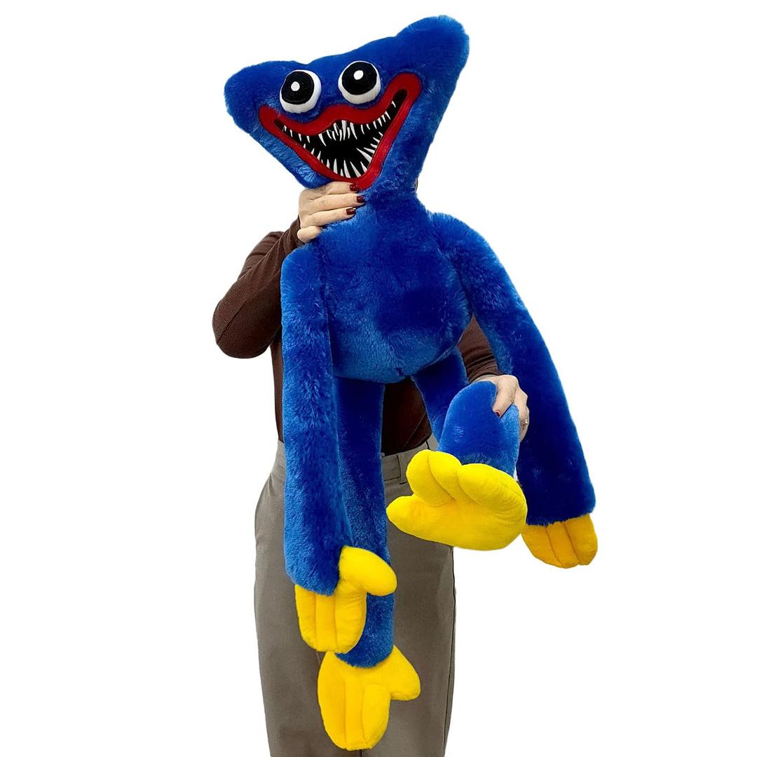 KFGJ Giant Huggy Wuggy Plush, Big Huggy Wuggy Plush, 80cm /100cm Poppy Playtime Plush, Large Huggy Wuggy Plush, Giant Realistic Sausage Monster Horror Christmas Stuffed Doll Gift,Blue