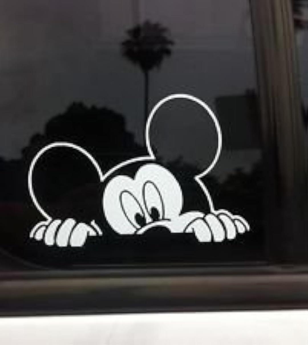 Auto Sticker - Auto Decal - Mickey Mouse - Peeking - Disney Character - Auto Window Sticker Decal for Car Truck SUV Motorcycle 5" Tall (color : white) (White 01) (Disney18)