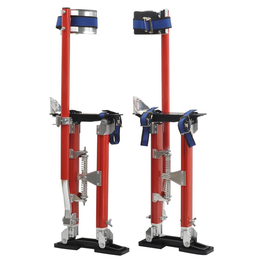 TBAPFSDrywall Stilts 18-30 Inch Height Adjustable Lifts Aluminum Tool for Painting Finishing Pruning Branches Cleaning - Red (18" - 30")