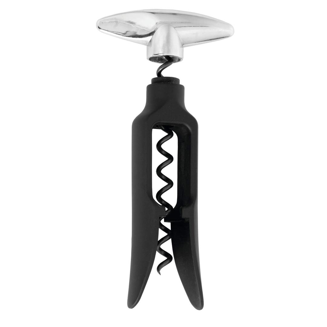 True Twister Self Pulling Compact Corkscrew Wine Bottle Opener - Ergonomic Easy-turn Key Bar Accessory, 6 Inches, Black