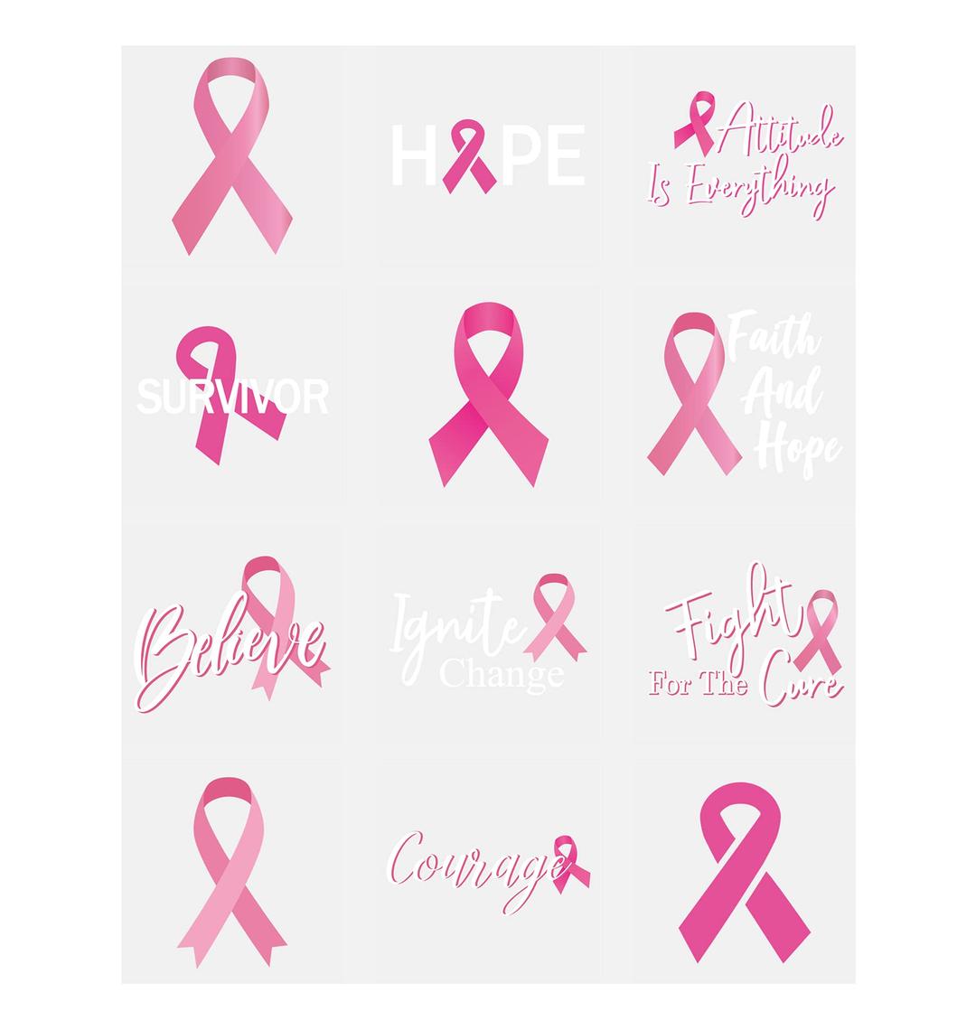 144 Breast Cancer Awareness Pink Ribbon Tattoos - Walk/Football Team/Run/Fundraising Giveaways Favors