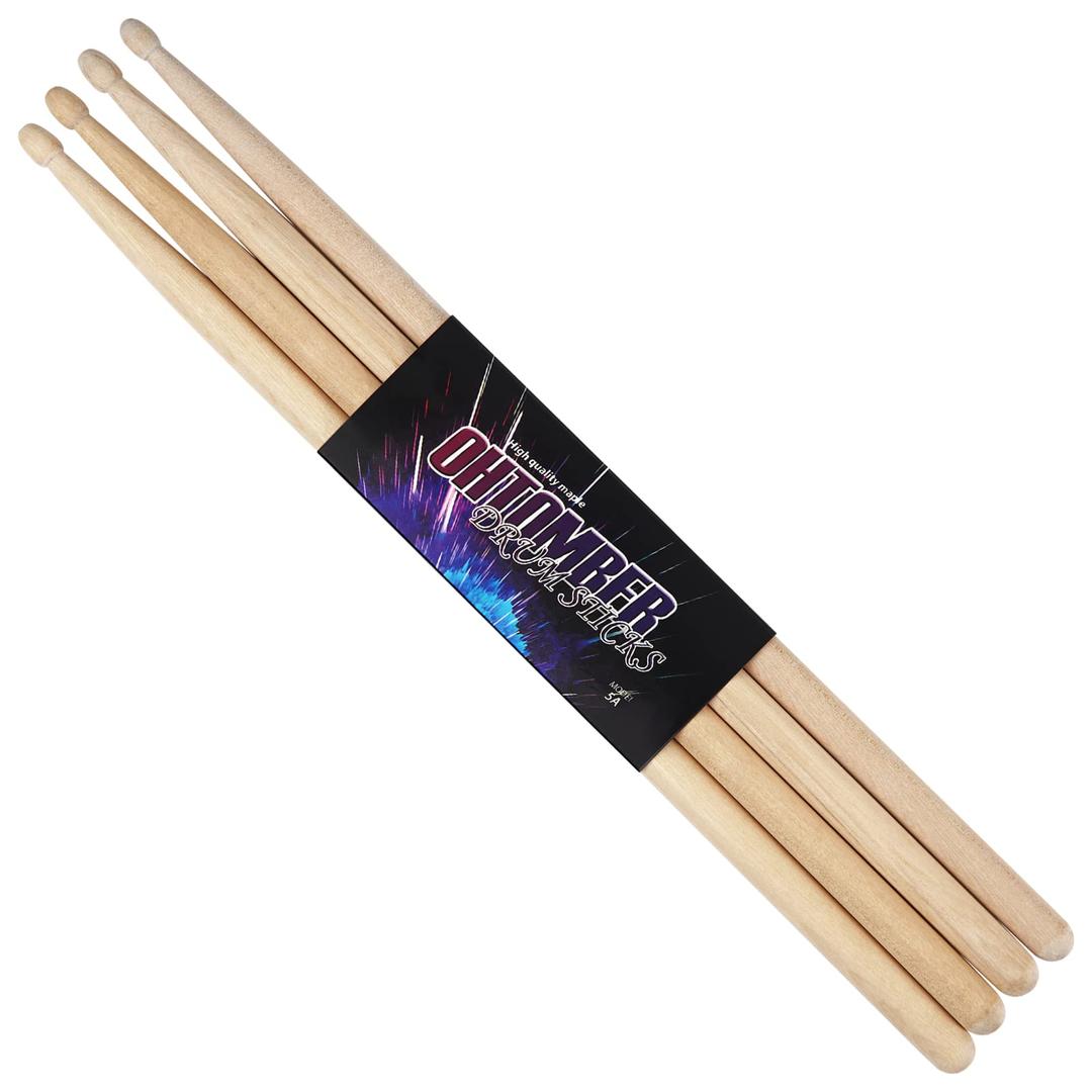 Ohtomber Drum Sticks, 2 Pair 5A Maple Drumsticks