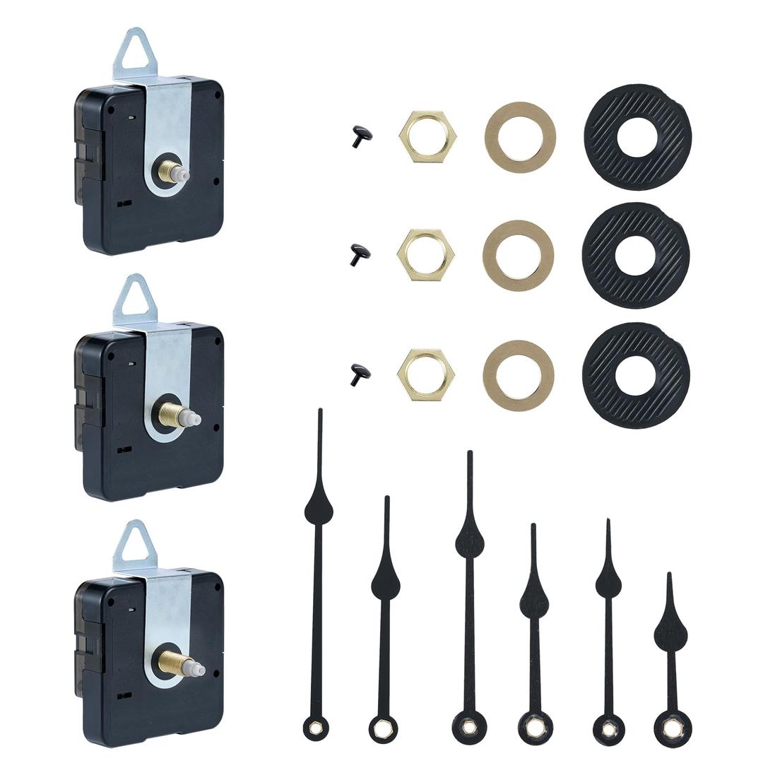 3Pcs Clock Mechanism Replacement Battery Operated Clock Kit with Clock Hands Silent Clock Part Shaft Length 12mm, 16mm and 23mm