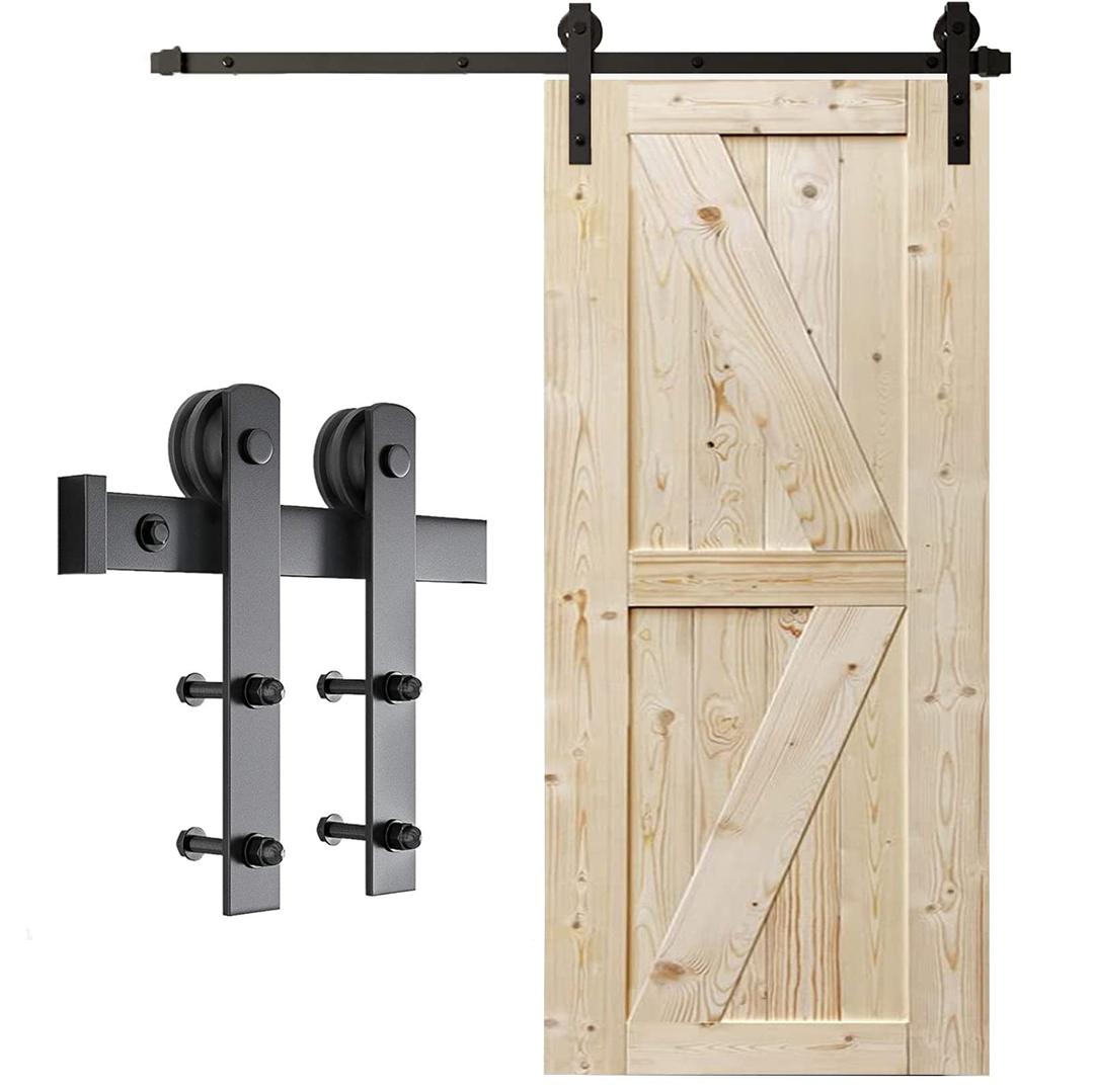 LENND 200cm Heavy Duty Sturdy Sliding Barn Door Hardware Kit -Smoothly and Quietly -Easy to install -Includes Step-By-Step Installation Instruction Fit 91cm-100cm Wide Door Panel