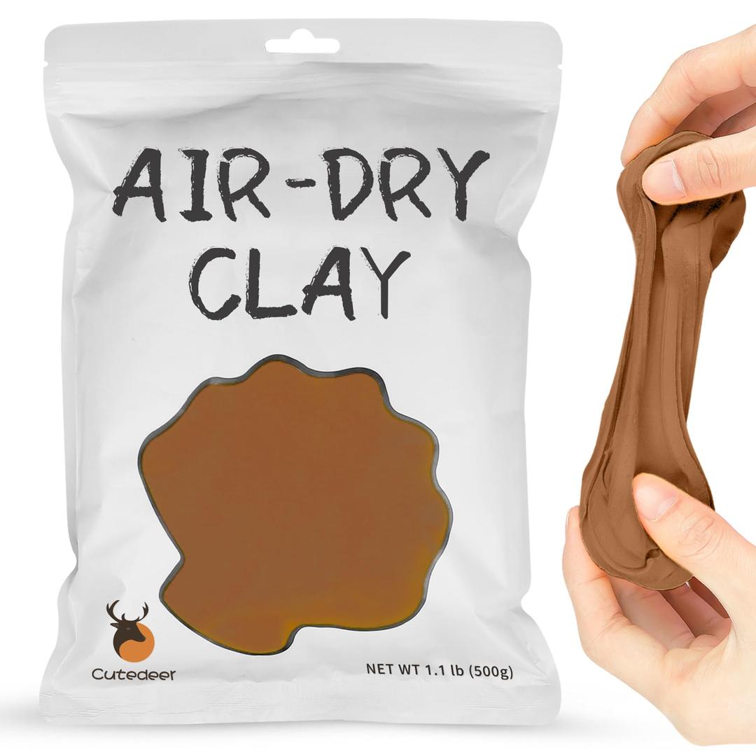 CutedeerBrown Air Dry Clay, 1.1lb Foam Modeling Clay, Soft Squishy Molding Clay, Moldable Clay for Kids Adults, Arts & Crafts Project Slime Supplies(1.1lb - 1 Pack, Brown)