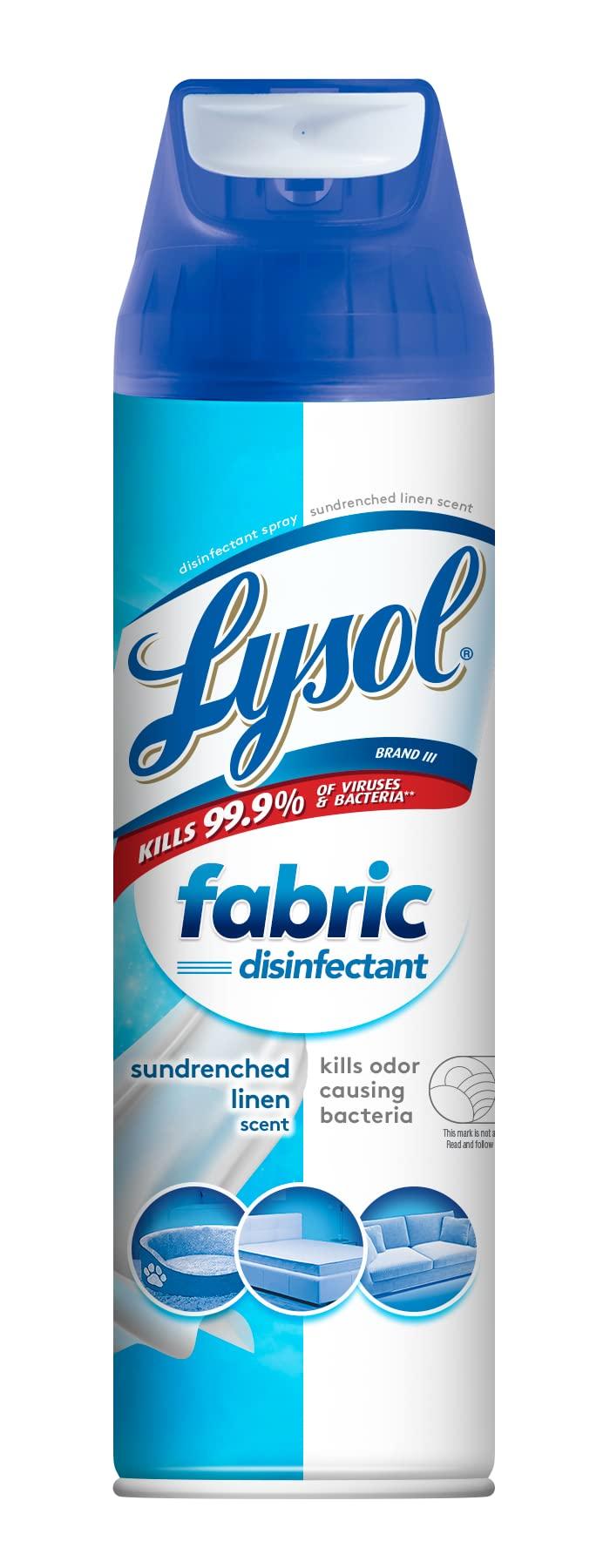 Lysol Fabric Disinfectant Spray, Sanitizing and Antibacterial Spray, For Disinfecting and Deodorizing Soft Furnishings, Sundrenched Linen 15 FL. Oz