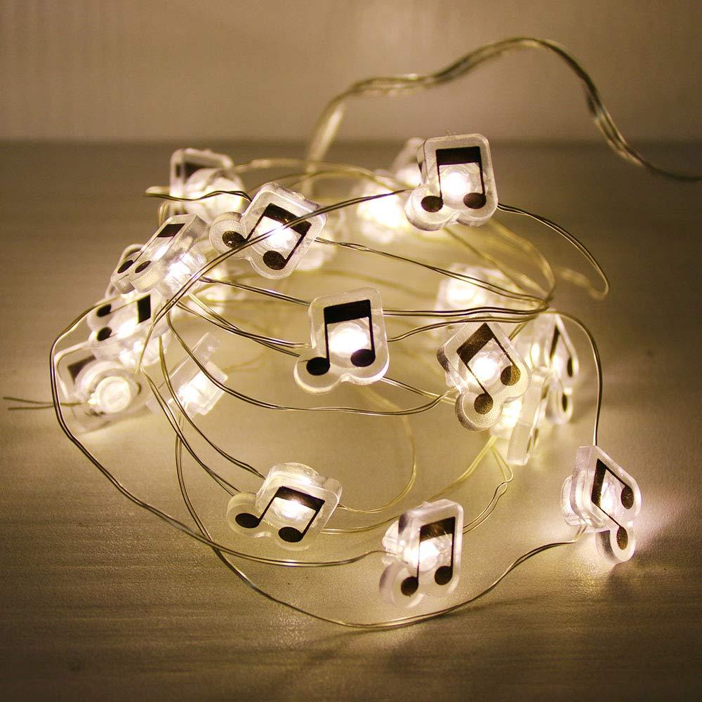 GUOCHENG6.56ft 20 LED Music Note String Lights, Battery Operated Warm White Music Decorative Fairy Lights, Musical DIY Gift for Music Lover