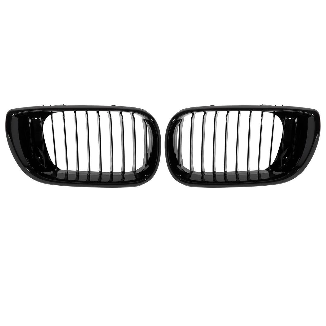 X AUTOHAUX Pair Gloss Black Front Kidney Grille Grill for BMW E46 3 Series 02-04 4 Door