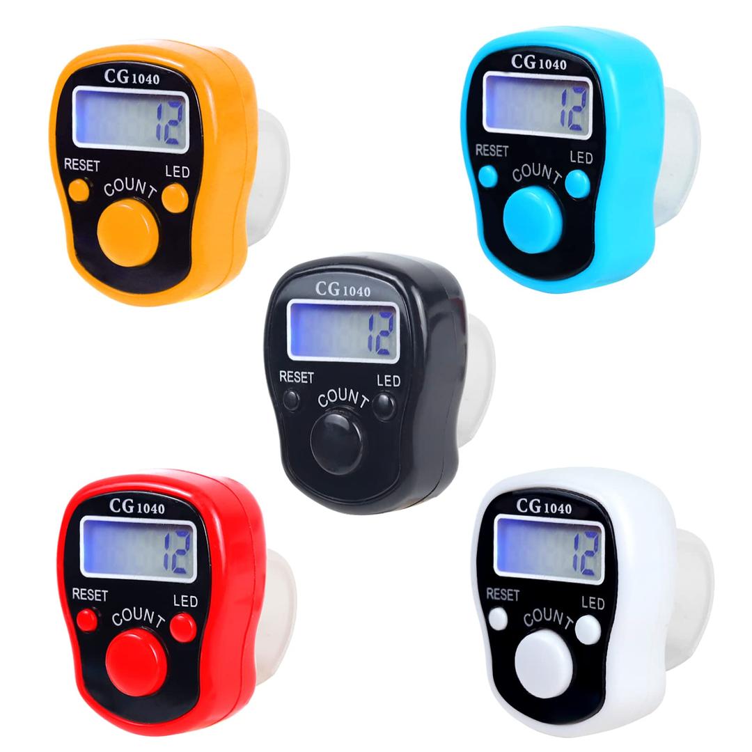 CG Tally Finger Counters - 5 Digital Finger Counter with LED Light Electronic Digital Hand Tally Counter for Muslim Prayer,Golf Scoring