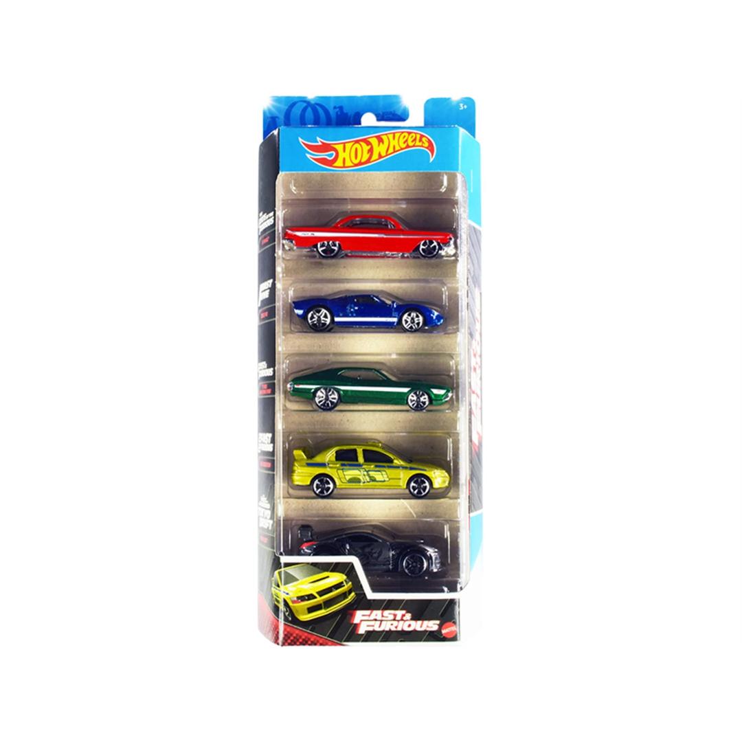 Hot Wheels Fast and Furious 5-Pack of Toy Cars in 1:64 Scale, Replicas from The Movie with Exclusive Decos (Styles May Vary)