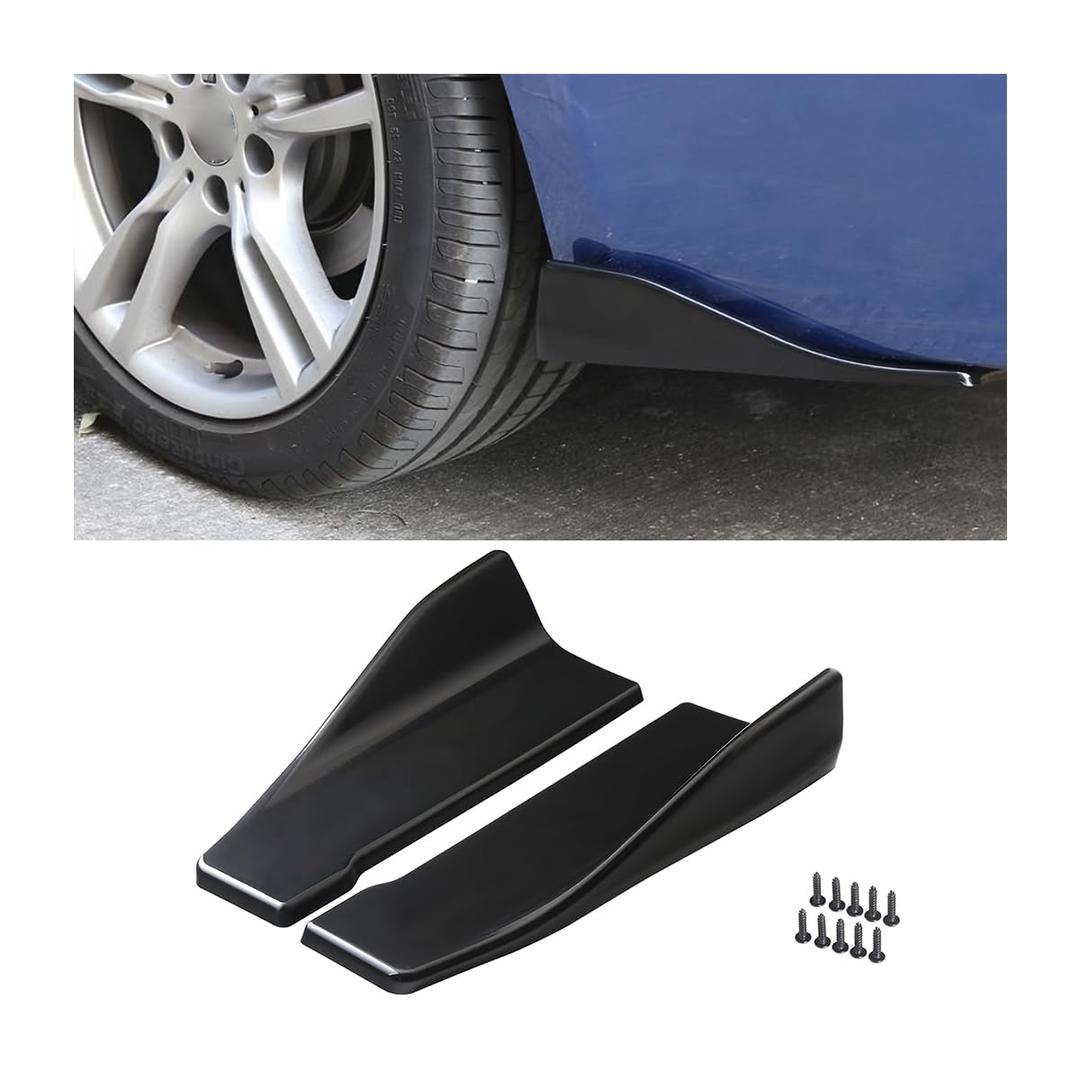 BESULEN 2 PCS Car Rear Bumper Guard Diffuser Splitter, Universal Anti Scratch Protector for Side Fender Skirt Lip, Auto Bumper Lip Body Kit Corner Guard Strip, Car Interior Accessories (Glossy Black)