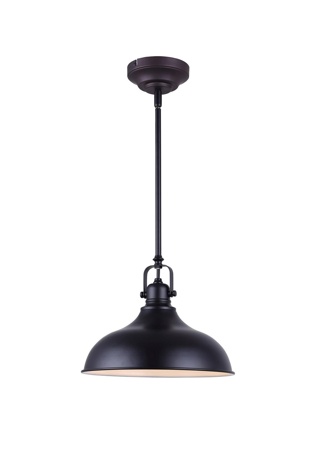 CanarmSussex Black Integrated LED Pendant Light | 12W Dimmable Metal Shade | Adjustable Height for Kitchen, Dining, or Workspace